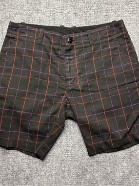 Mr Turk Shorts Men 33 Black Plaid Preppy Flat Front Chino by Trina Turk USA Made